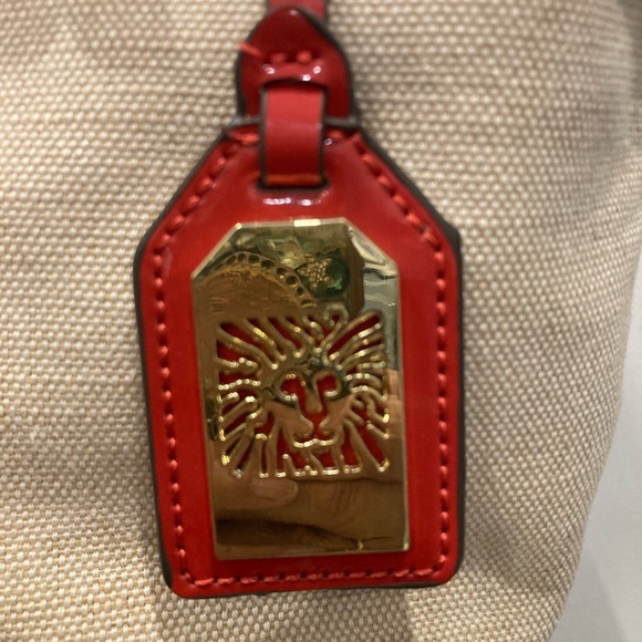 Anne Klein Cream Canvas Tote Bag with Red Patent Trim Bundle - Picture 5 of 14